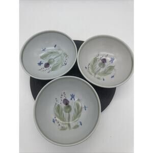 Set Of 3 Buchan Portobello Thistle Stoneware Cereal/ Soup Bowls Scotland EUC